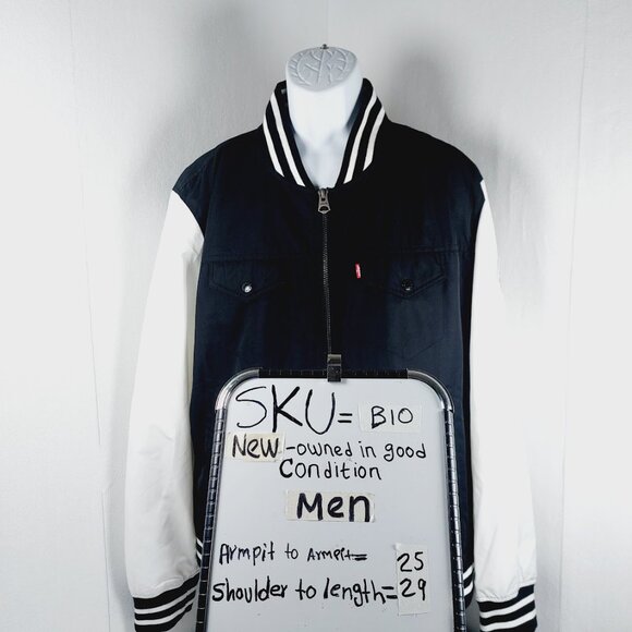Levi's Men's Black White Colorblock Raglan Sleeve Varsity Jacket Size XL - Picture 14 of 14